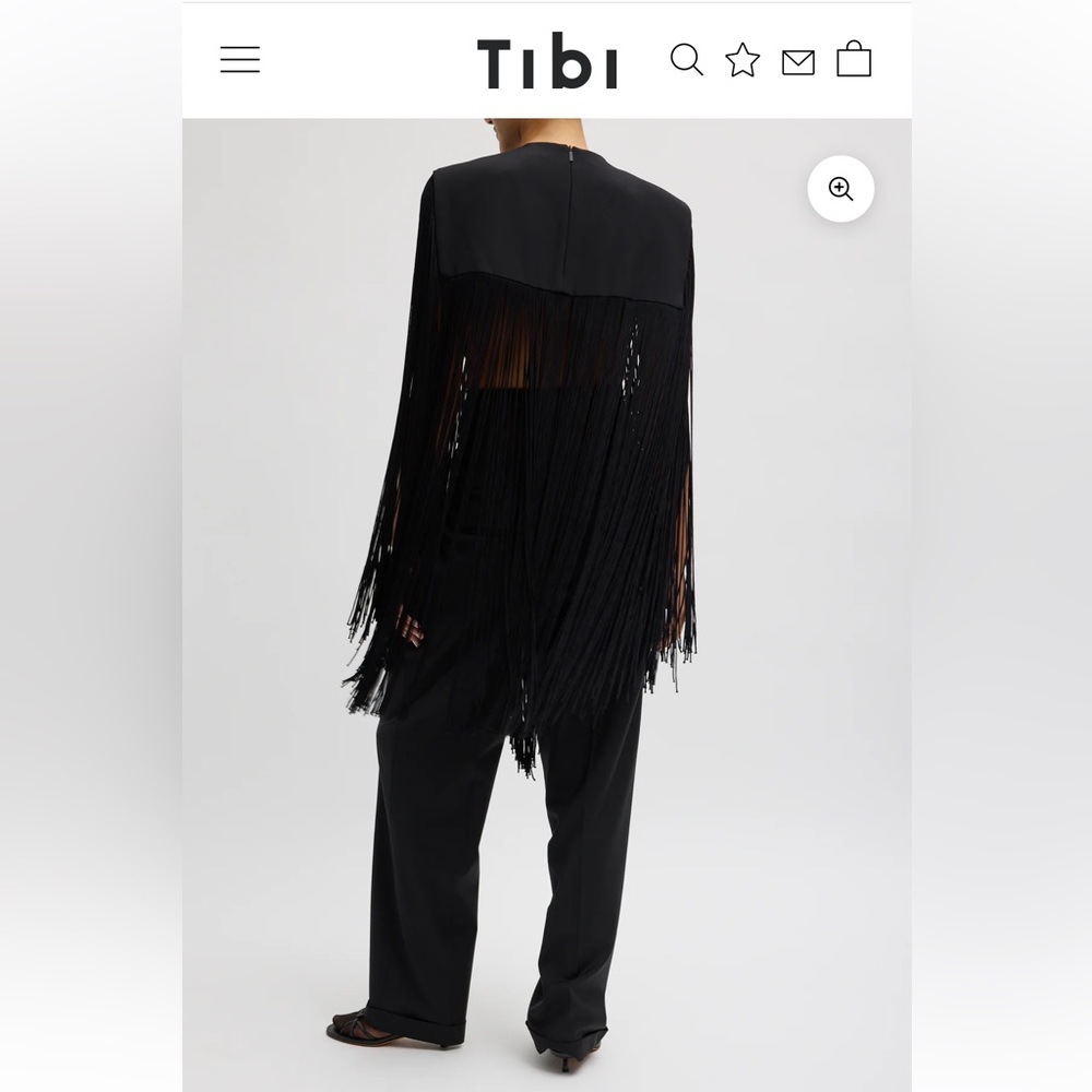 Tibi 4 ply Black Fringe Cape